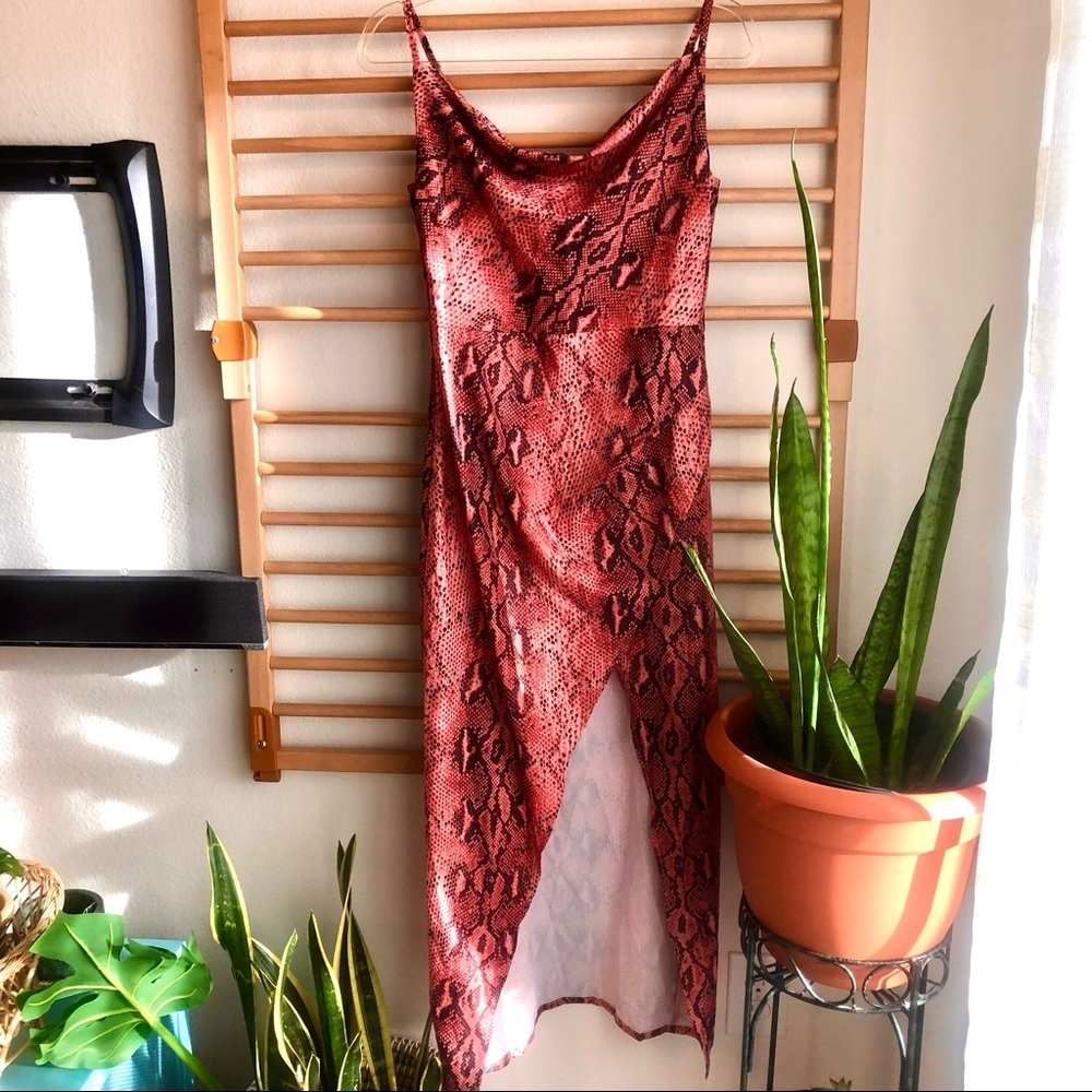 NASTY GAL snake print midi dress